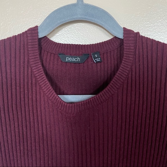 Discover Peach Sweater / Tiered / Ribbed / Silky size Small / Magenta - Picture 5 of 6